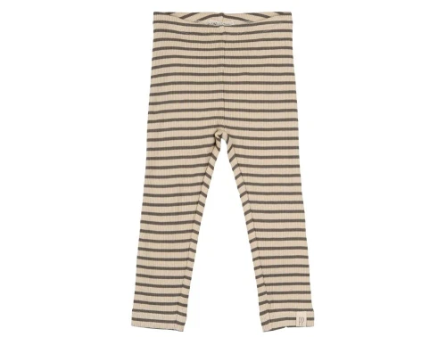 Petit Piao leggings earth brun/mørk råhvid stribet